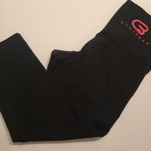 Cyclebar Glyder Size XS Black Nylon Spandex Cotton feel Short Capri CB Red